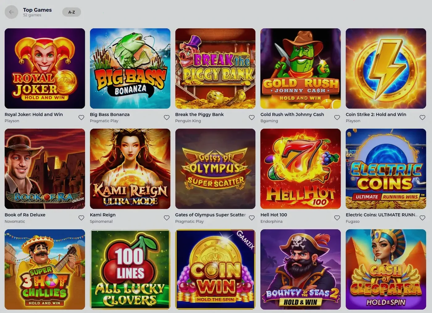 Wishwin Spielauswahl